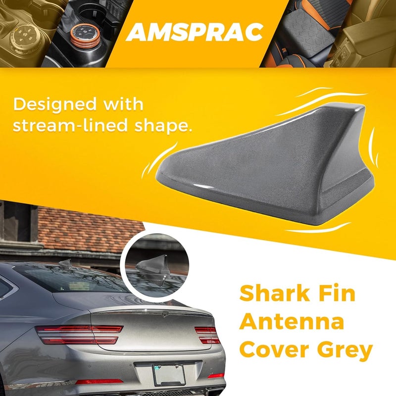AMSPRAC Shark Fin Antenna Cover,Car Roof Antenna Caps fit for Kia Optima 2014-2020,for Hyundai Sonata 2015-2019(NOT Sport),for Genesis Sedan G80 2015-2017,for Elantra Sedan 2011-2016,Silver - Image 3